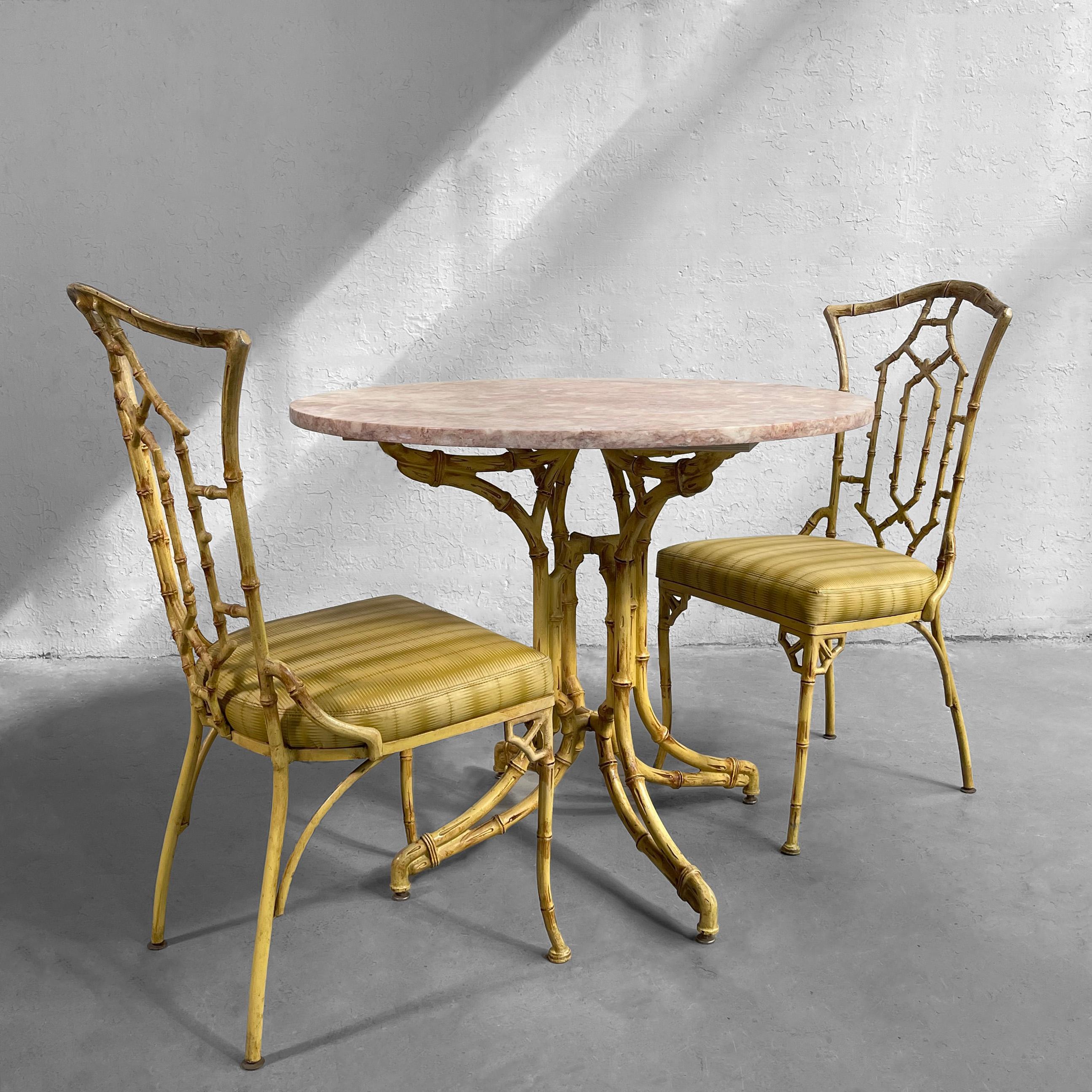 American Hollywood Regency Faux Bamboo Café Dining Set For Sale
