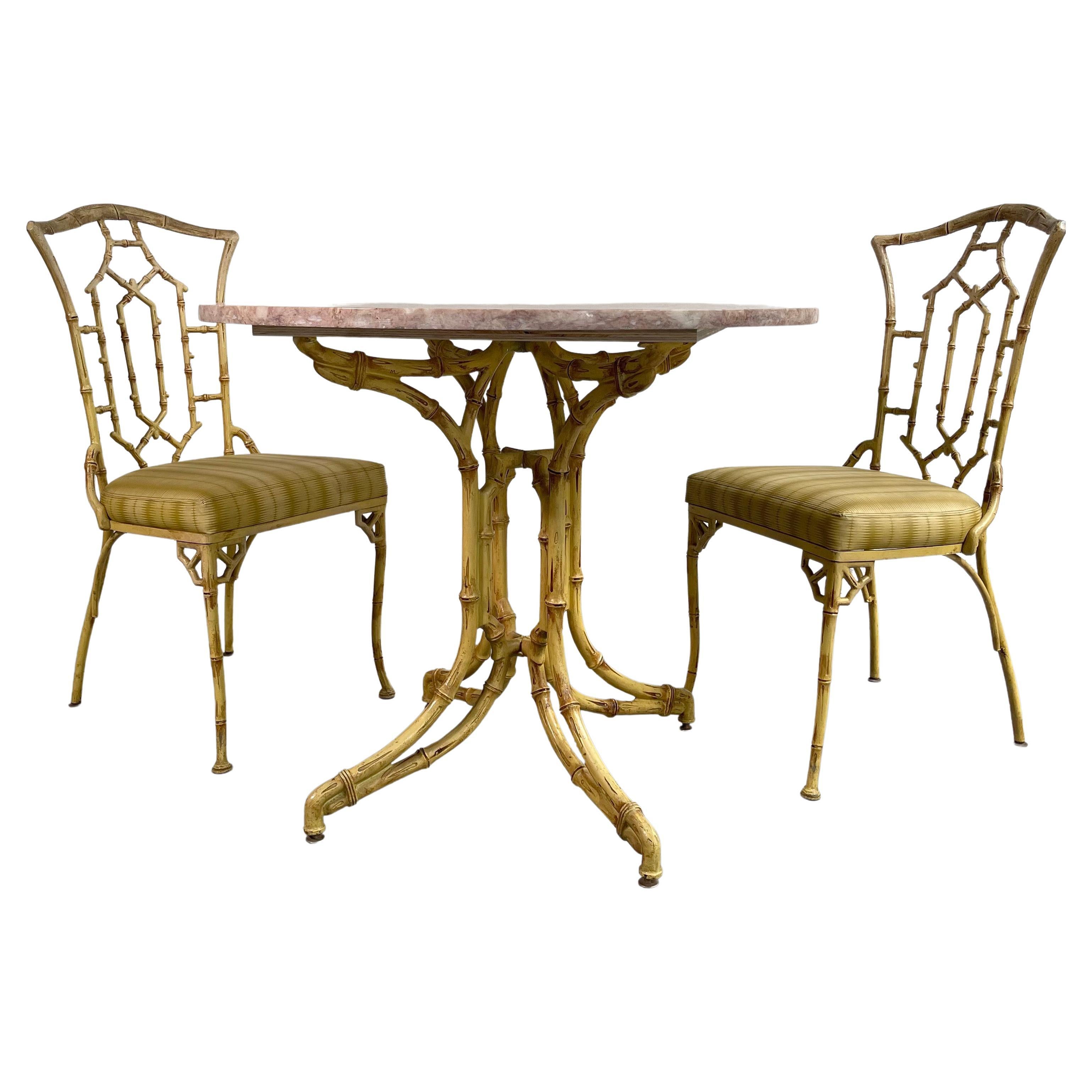 Hollywood Regency Faux Bamboo Café Dining Set For Sale