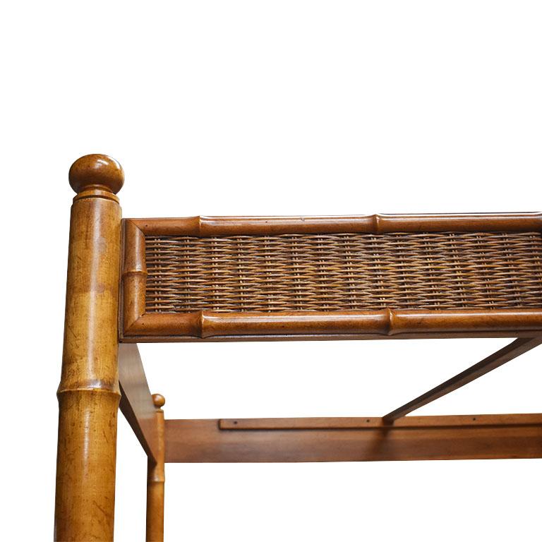 Hollywood Regency Faux Bamboo Canopy Queen Bed by American of Martinsville In Good Condition In Oklahoma City, OK