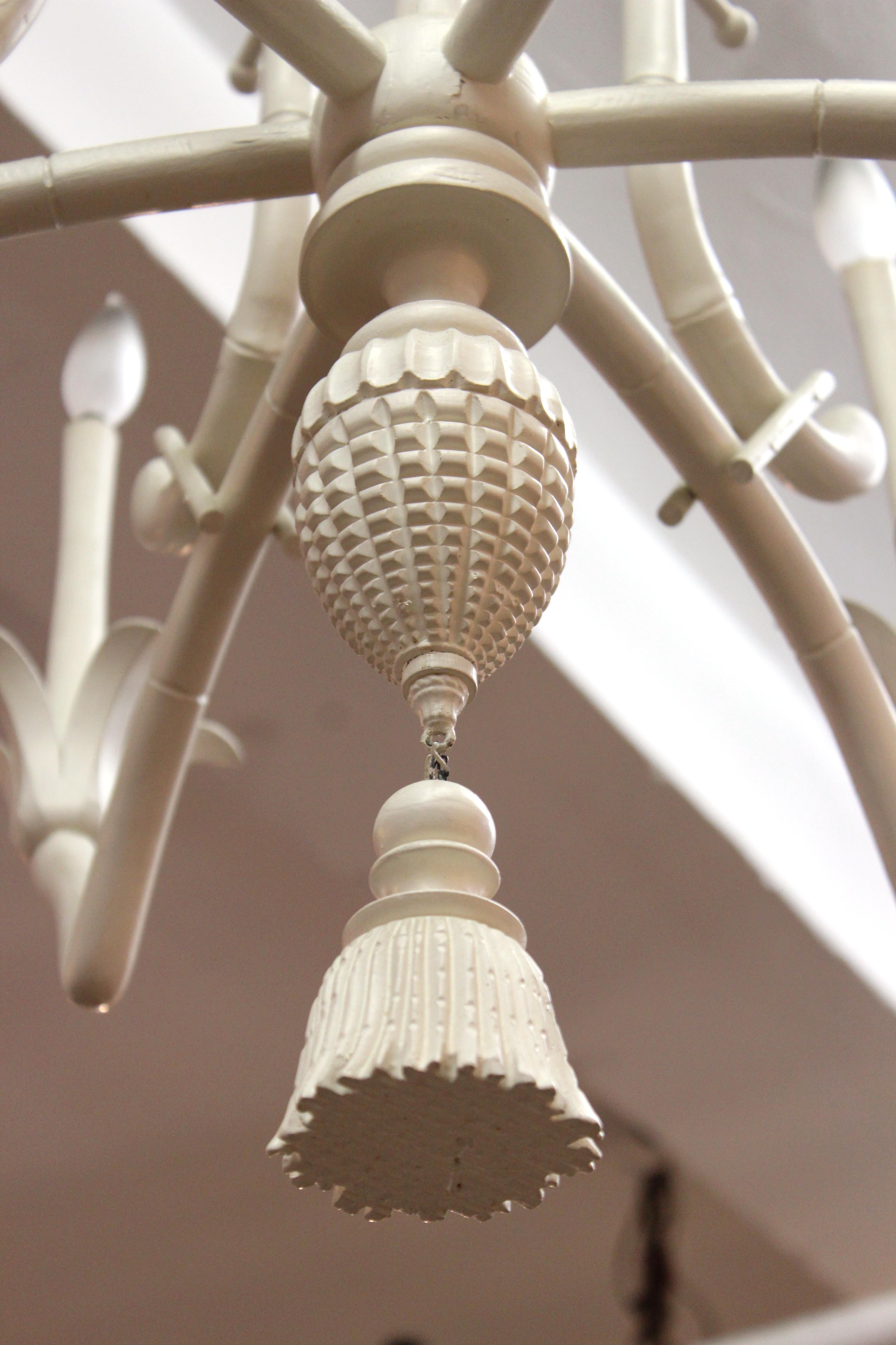 Hollywood Regency Faux Bamboo Chandelier In Good Condition In New York, NY