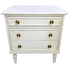 Hollywood Regency Faux Bamboo Chest of Drawers with Brass Hardware