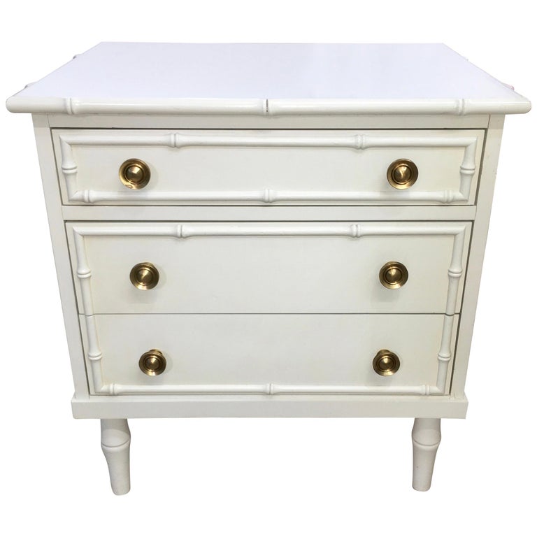 Hollywood Regency Faux Bamboo Chest of Drawers with Brass ...