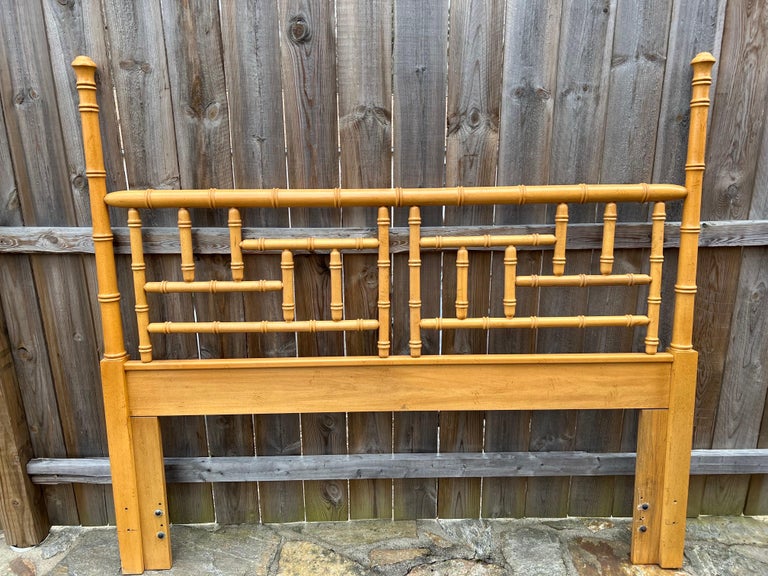 Late 20th Century Hollywood Regency Faux Bamboo Chinoserie Headboard by Dixie For Sale