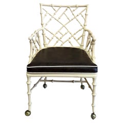 Hollywood Regency Faux Bamboo Desk Chair / Casters by Phyllis Morris for Kessler