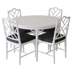 Hollywood Regency Faux Bamboo Dining Table Set