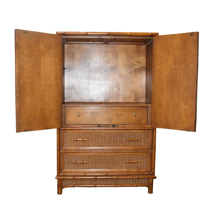 Hollywood Regency Faux Bamboo Dresser or Cabinet by American of Martinsville In Good Condition In Oklahoma City, OK