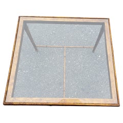 Hollywood Regency Faux Bamboo Giltwood Metal & Glass Center Table or Side Table
