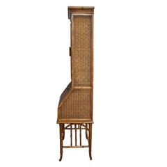 Hollywood Regency Faux Bamboo Lighted Secretary Desk, American of Martinsville