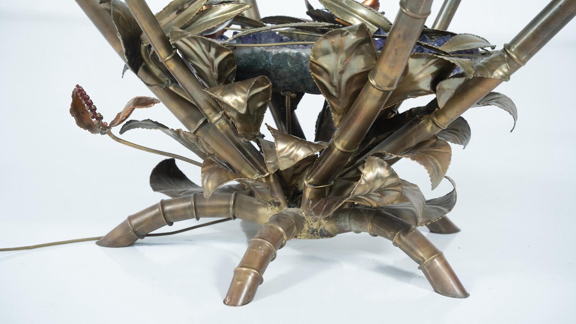 Hollywood Regency Faux Bamboo lightning Coffee Table attributed to Jacques Duval For Sale 4