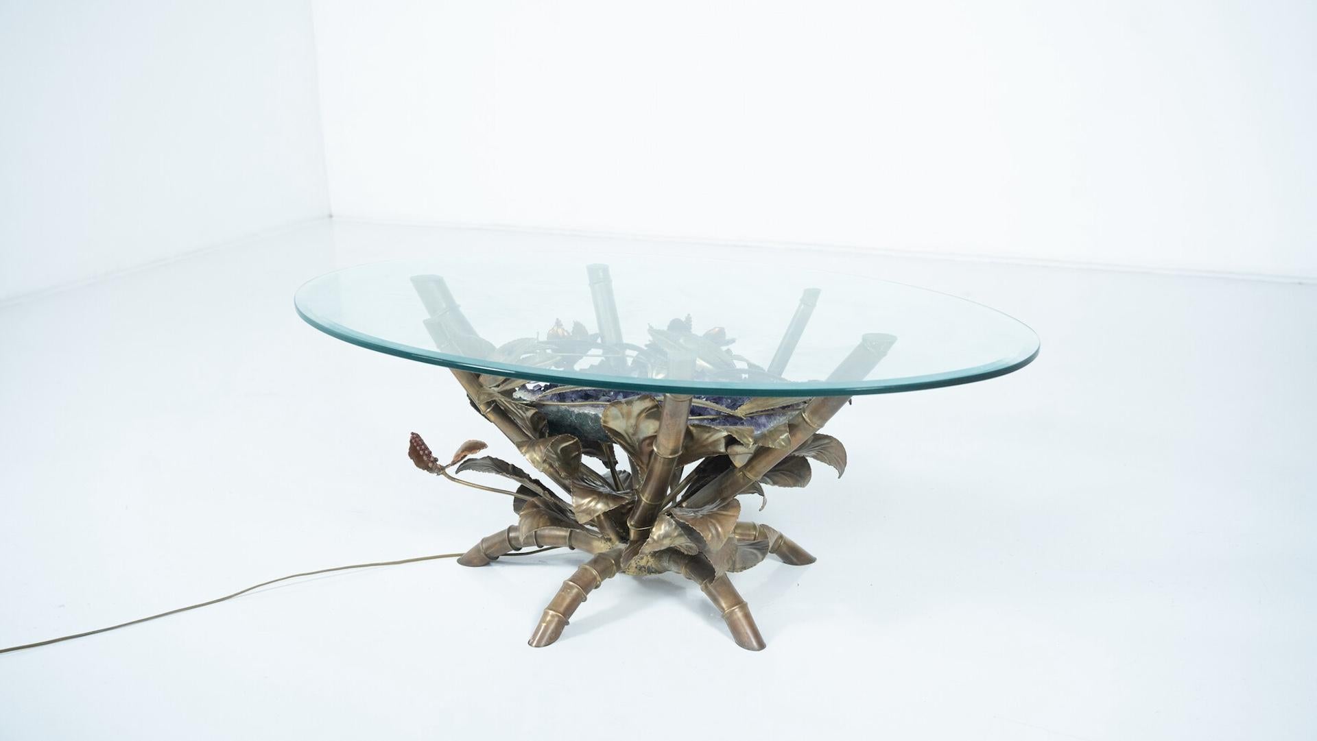 Hollywood Regency Faux Bamboo lightning Coffee Table attributed to Jacques Duval For Sale 6