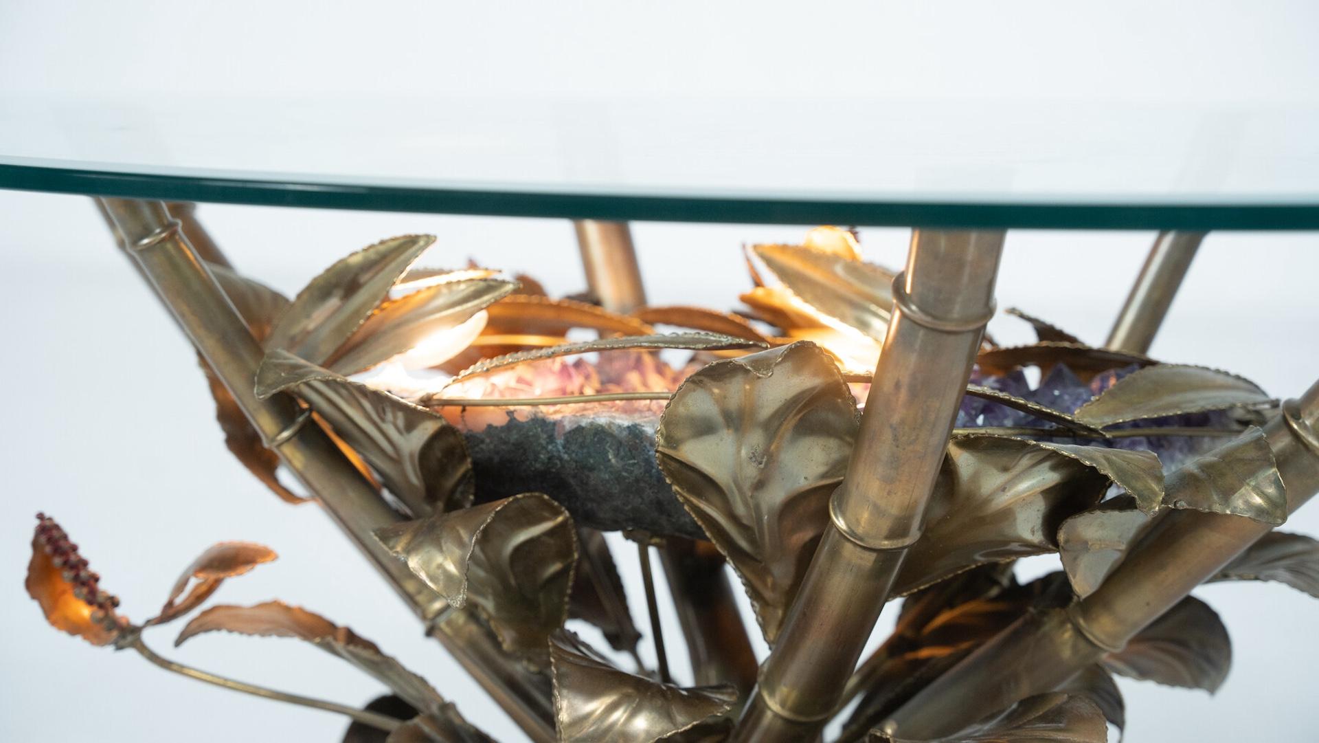 Hollywood Regency Faux Bamboo lightning Coffee Table attributed to Jacques Duval For Sale 8