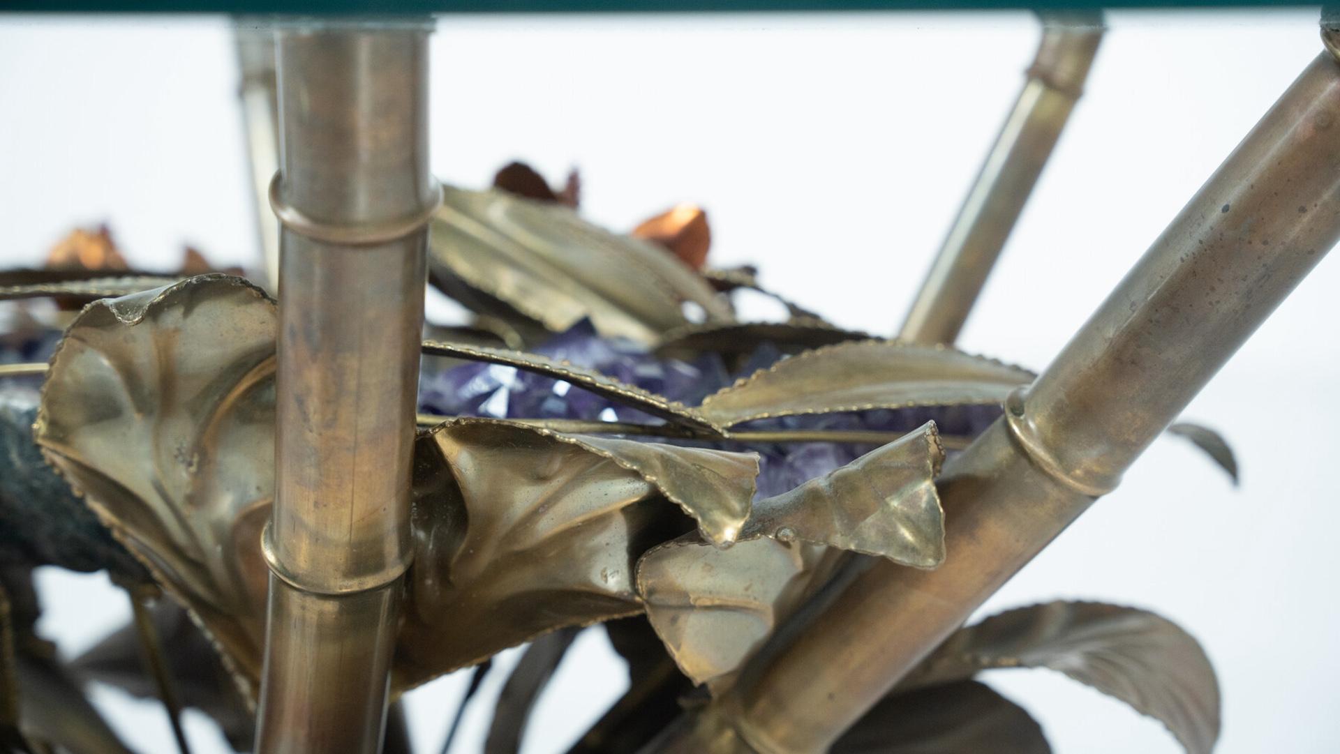 Hollywood Regency Faux Bamboo lightning Coffee Table attributed to Jacques Duval-Brasseur