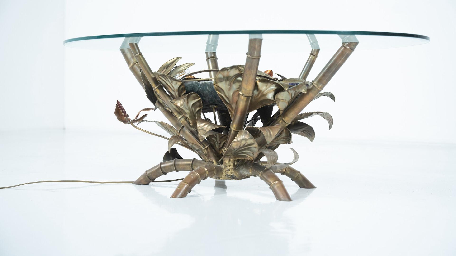 Late 20th Century Hollywood Regency Faux Bamboo lightning Coffee Table attributed to Jacques Duval For Sale