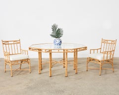 Hollywood Regency Faux Bamboo Octagonal Garden Dining Table