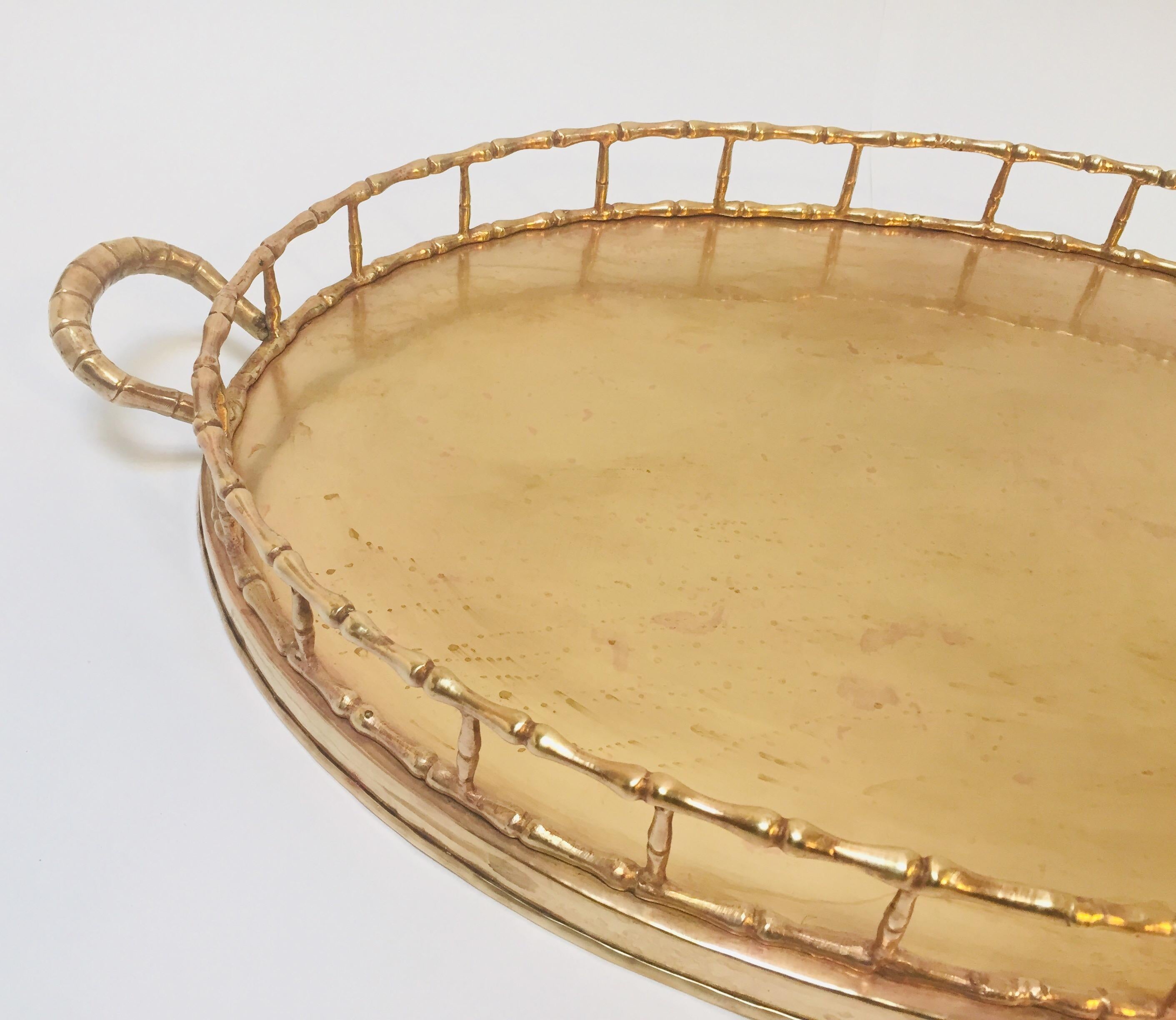 vintage brass bamboo tray