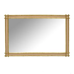 Hollywood Regency Faux Bamboo Wooden Wall Mirror Pink & Gold by Friedman Bro