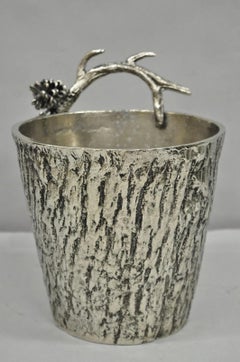 Hollywood Regency Faux Bois Silver Plated Antler Branch Chiller Bucket Mud Pie