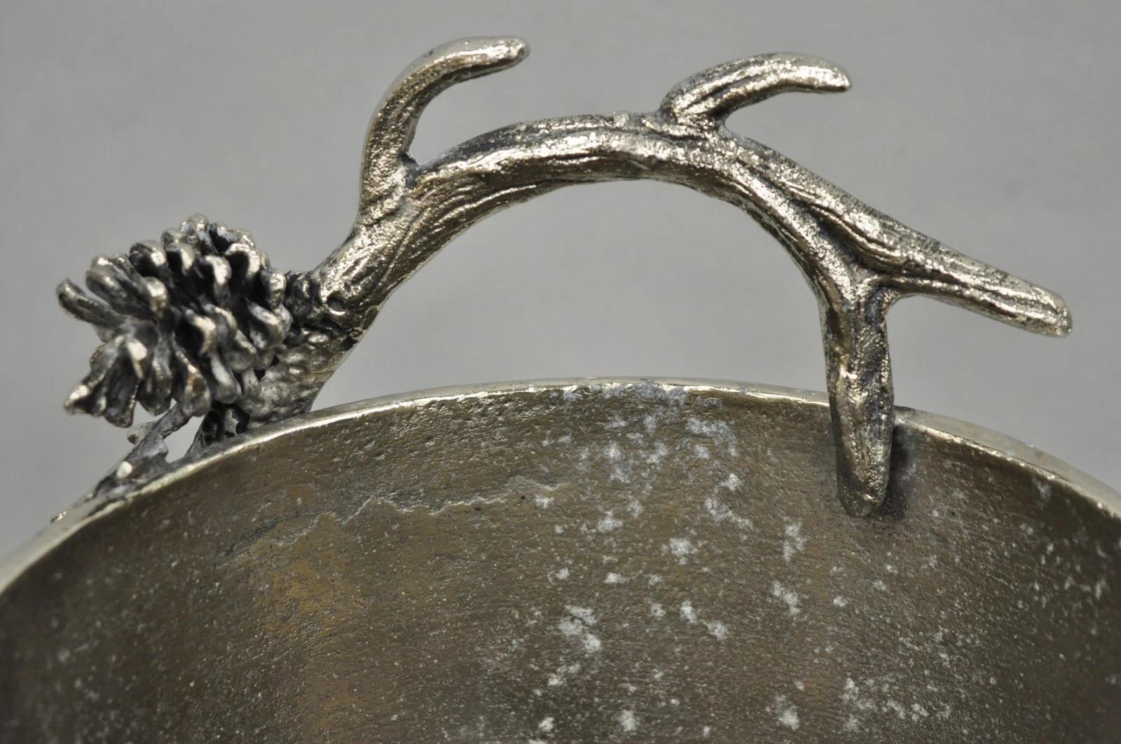 Unknown Hollywood Regency Faux Bois Silver Plated Antler Branch Chiller Bucket Mud Pie For Sale
