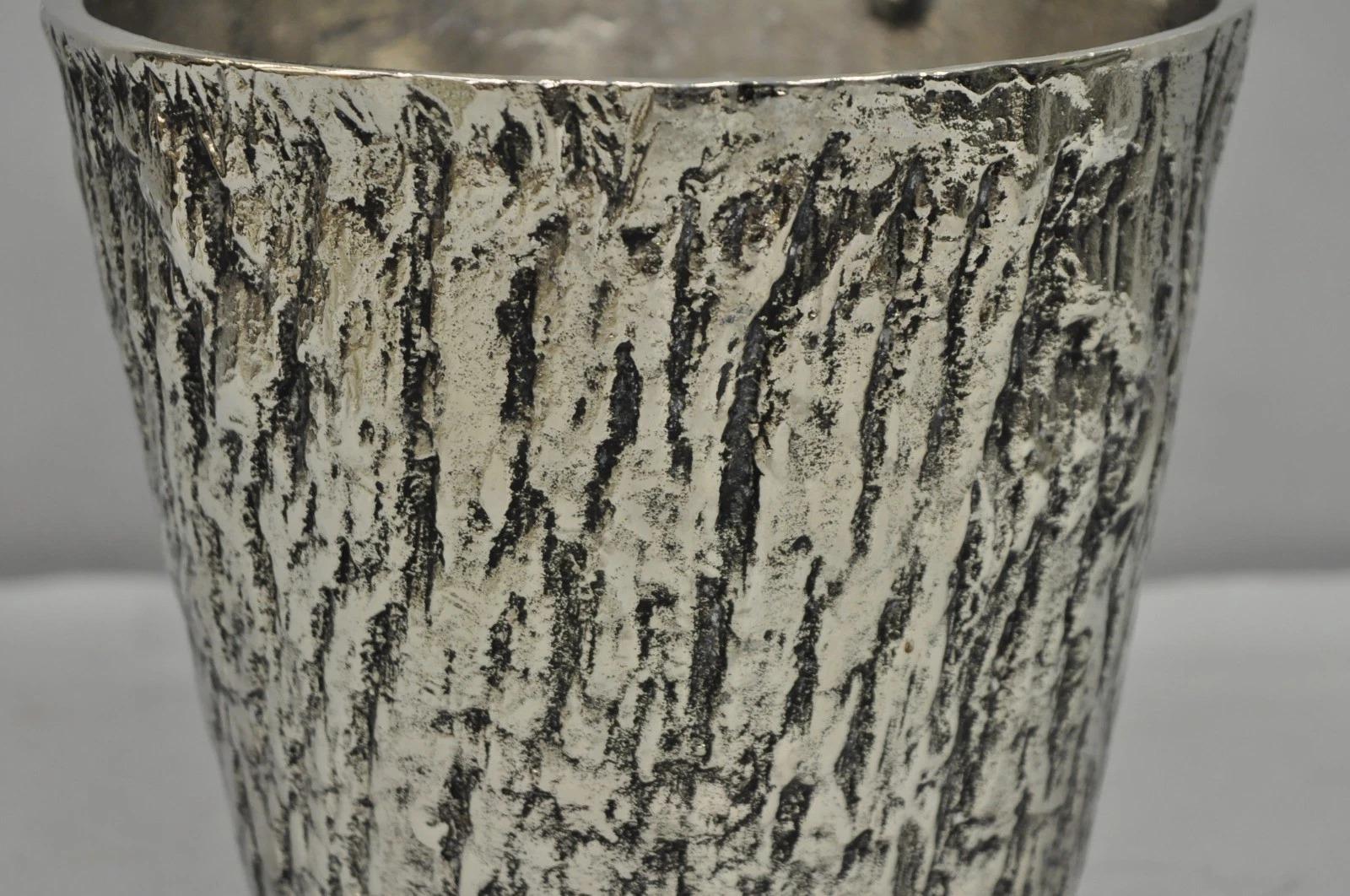Hollywood Regency Faux Bois Silver Plated Antler Branch Chiller Bucket Mud Pie In Good Condition For Sale In Philadelphia, PA
