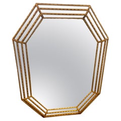 Hollywood Regency Faux Gilt Bamboo Mirror