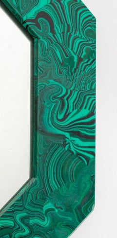 Hollywood Regency Faux Malachite Octagonal Mirror