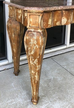 Hollywood Regency Faux Tortoise Marble Top Console