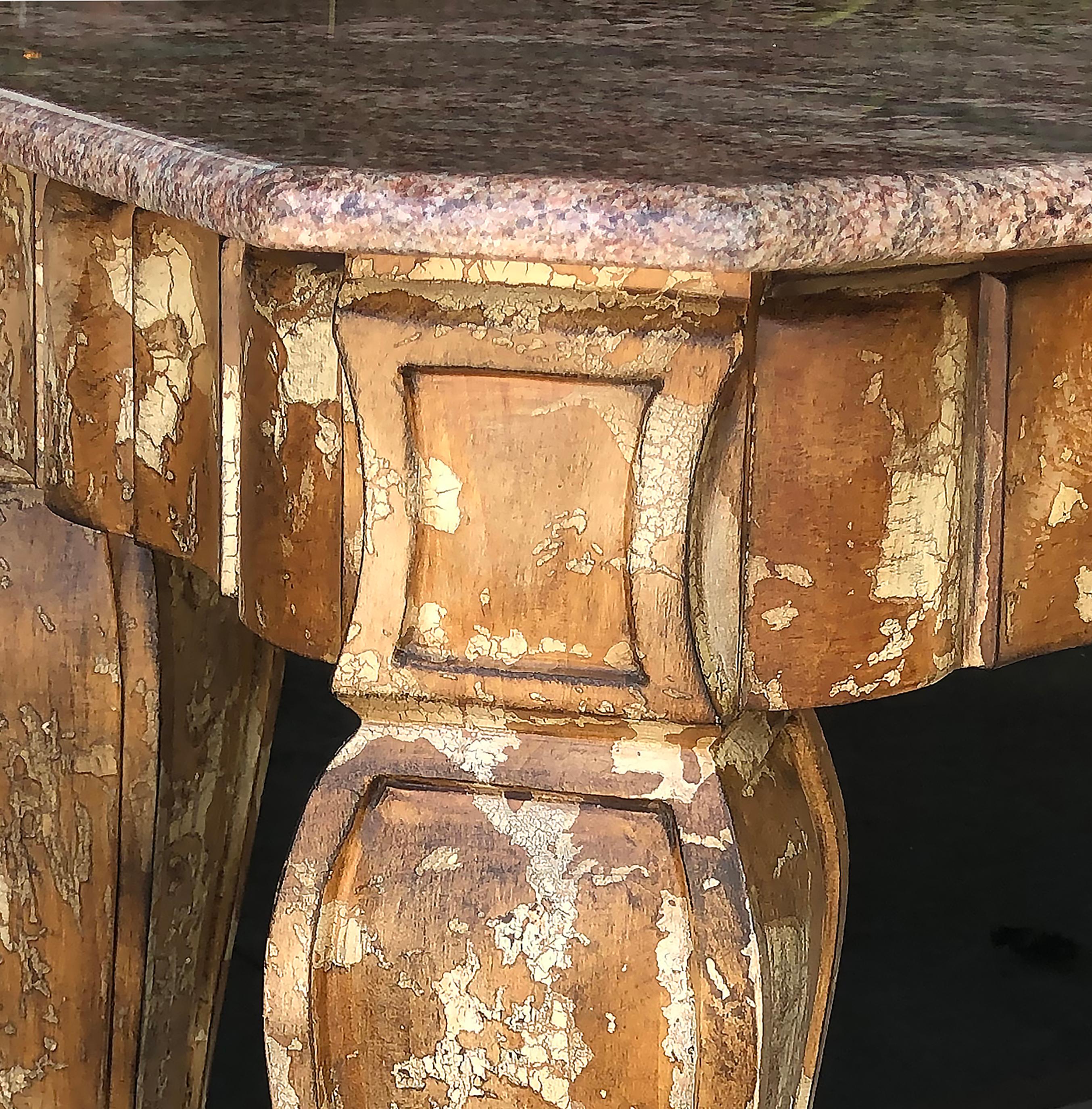 Hollywood Regency Faux Tortoise Marble Top Console In Good Condition For Sale In Miami, FL