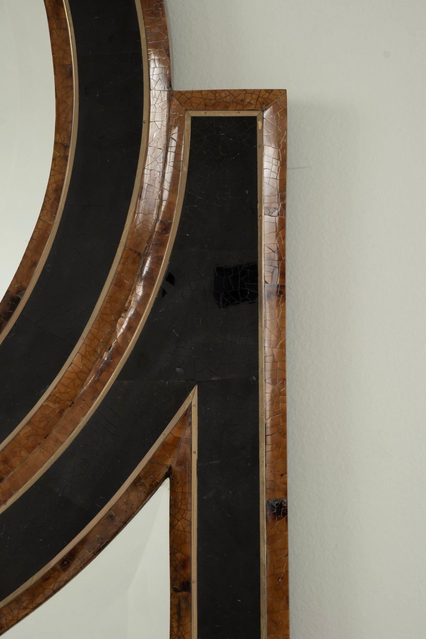 20th Century Hollywood Regency Faux Tortoise Penshell Mirror For Sale
