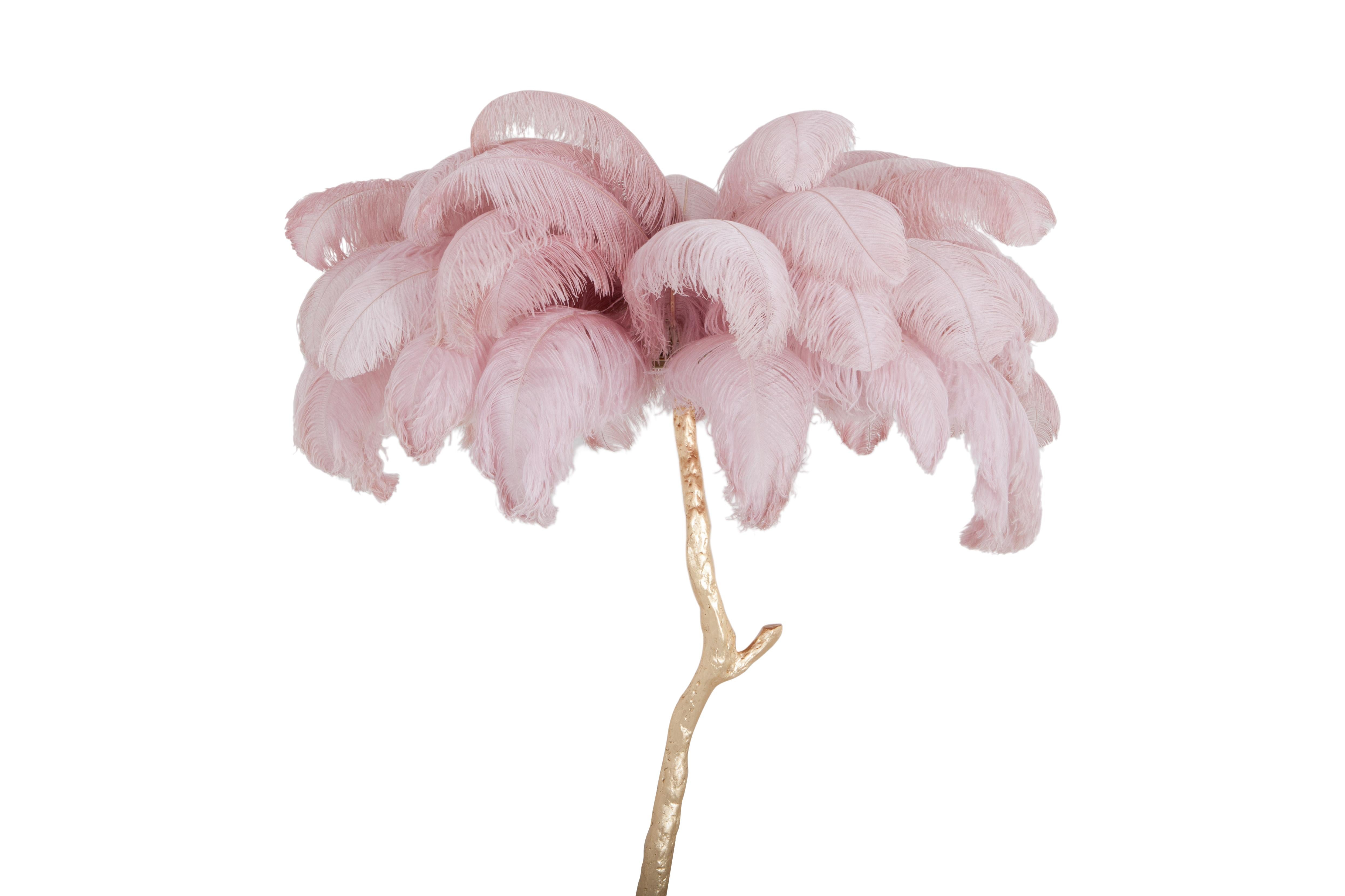 pink feathered lamp