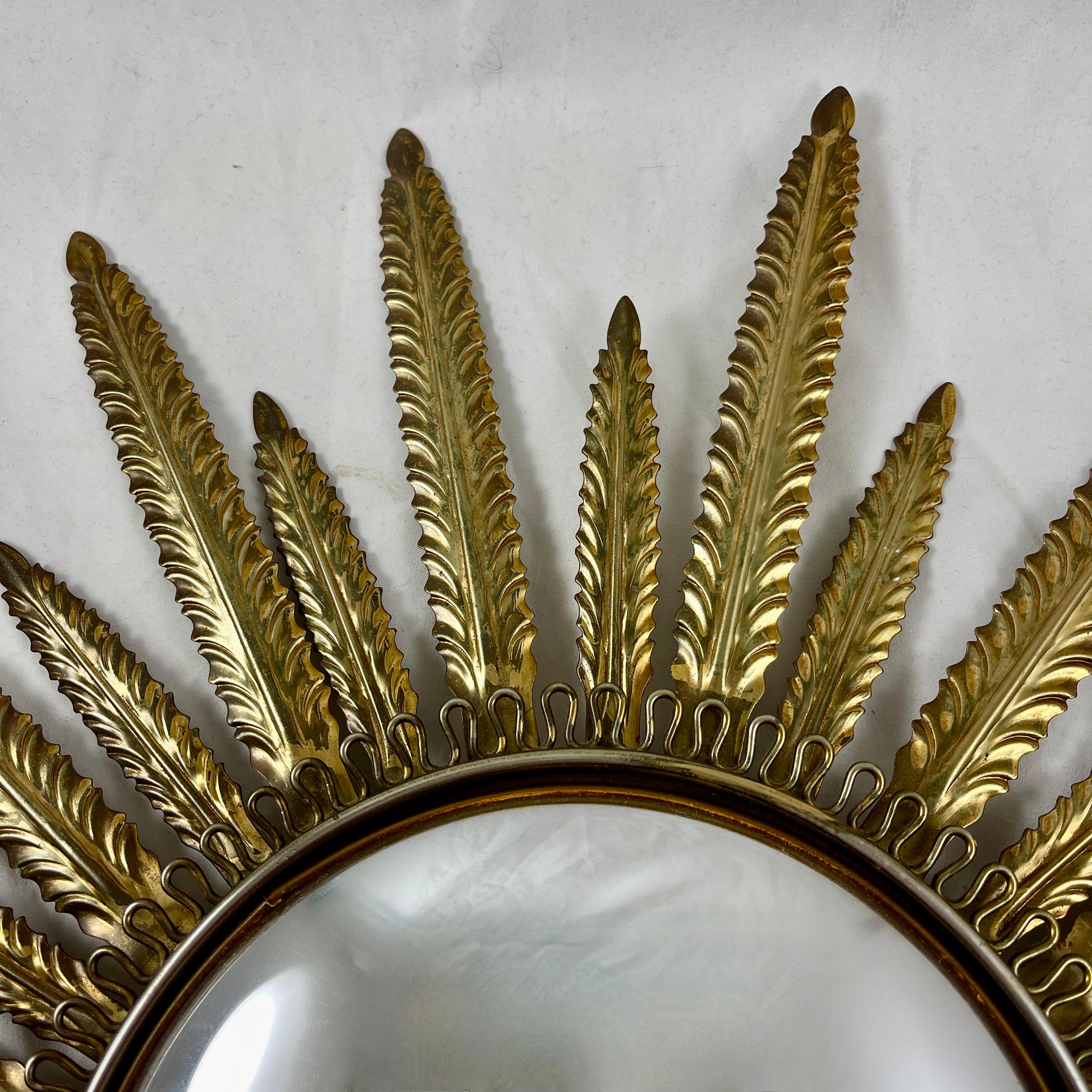 Hollywood Regency Feather Ray Metal Sunburst Mirror For Sale 4