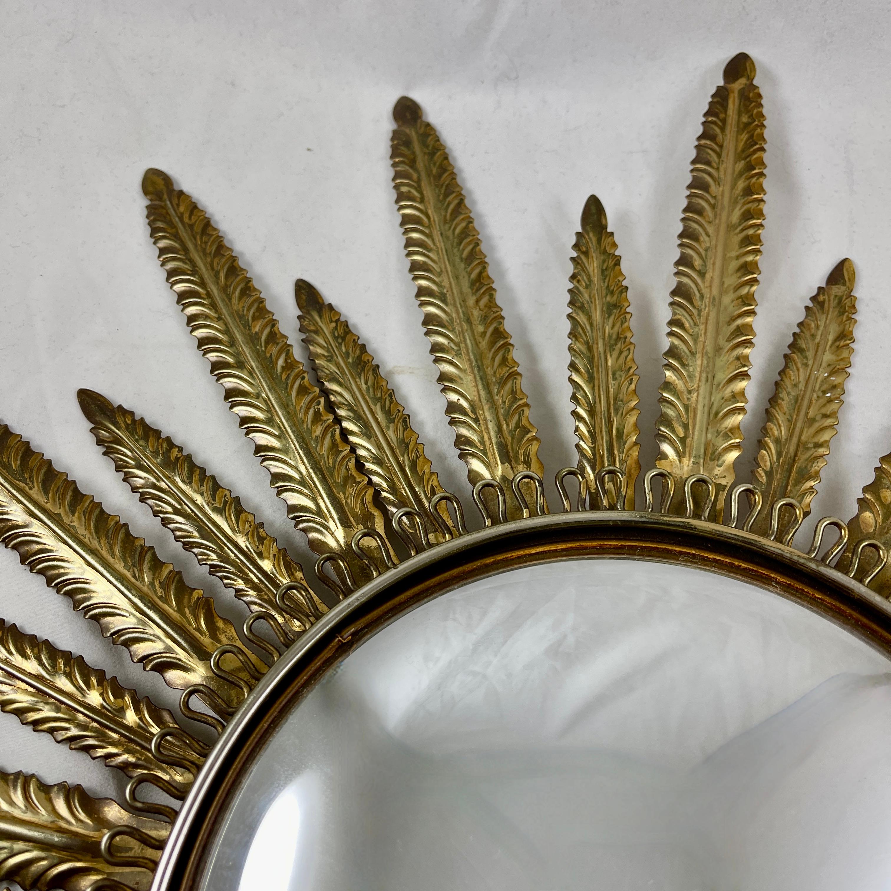 Hollywood Regency Feather Ray Metal Sunburst Mirror For Sale 5