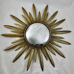 Hollywood Regency Feather Ray Metal Sunburst Mirror