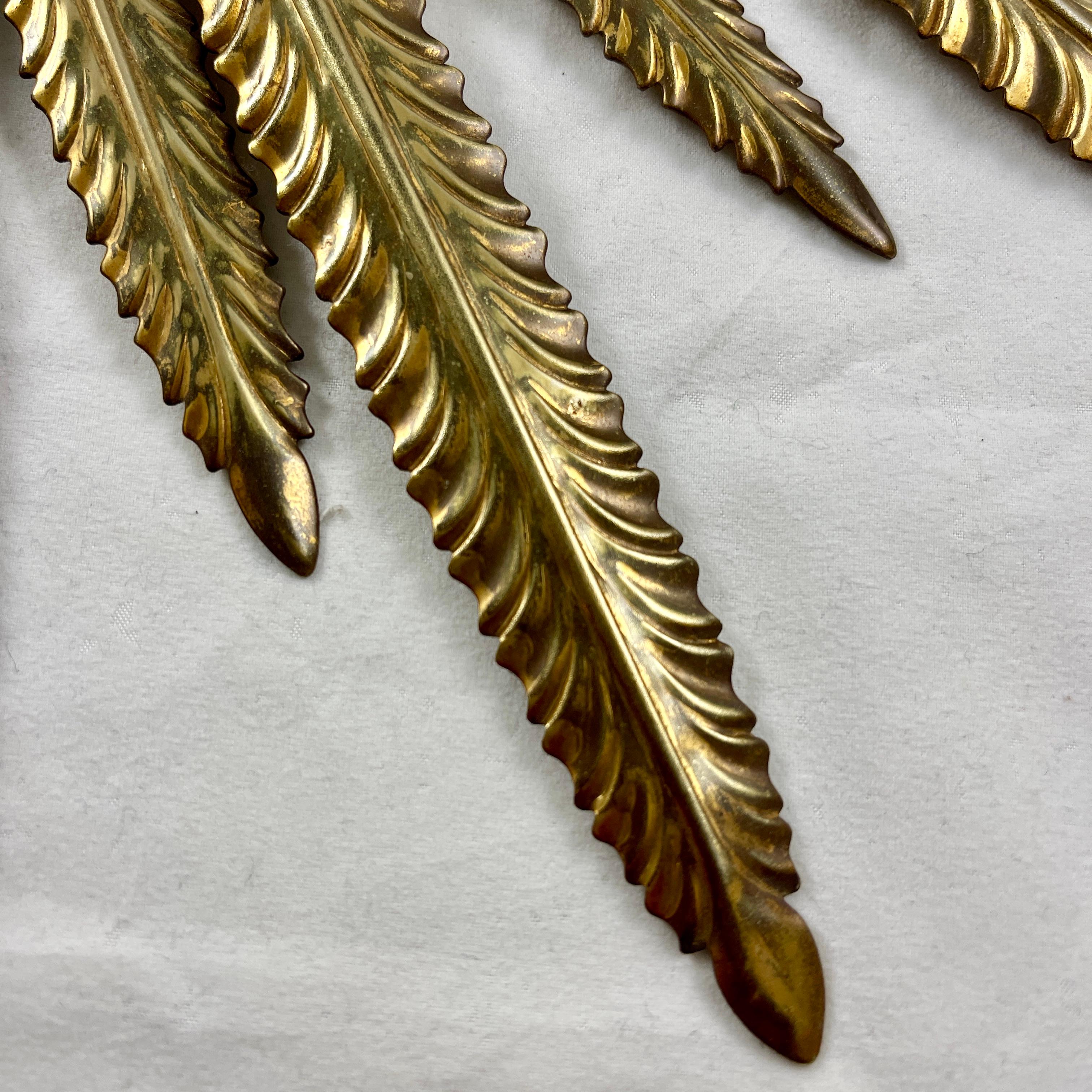 Specchio a raggiera in metallo Hollywood Regency Feather Ray in vendita 2