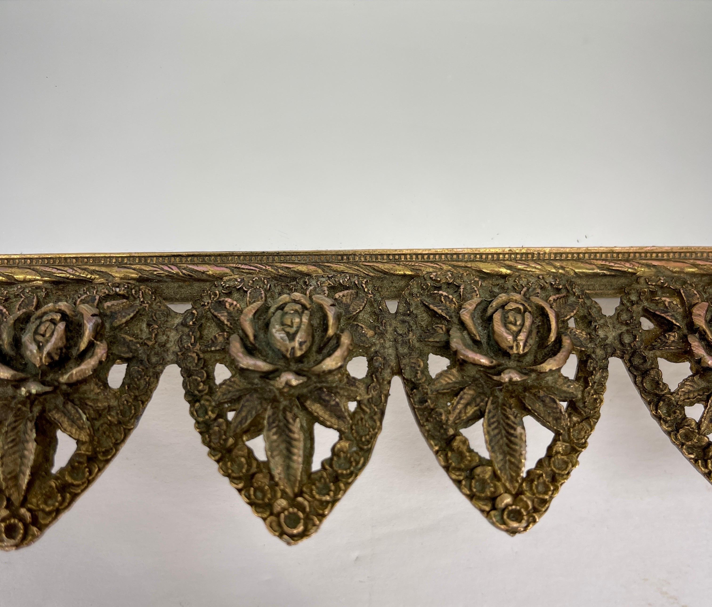 American Hollywood Regency Filigree Brass and Mirror Vanity Tray