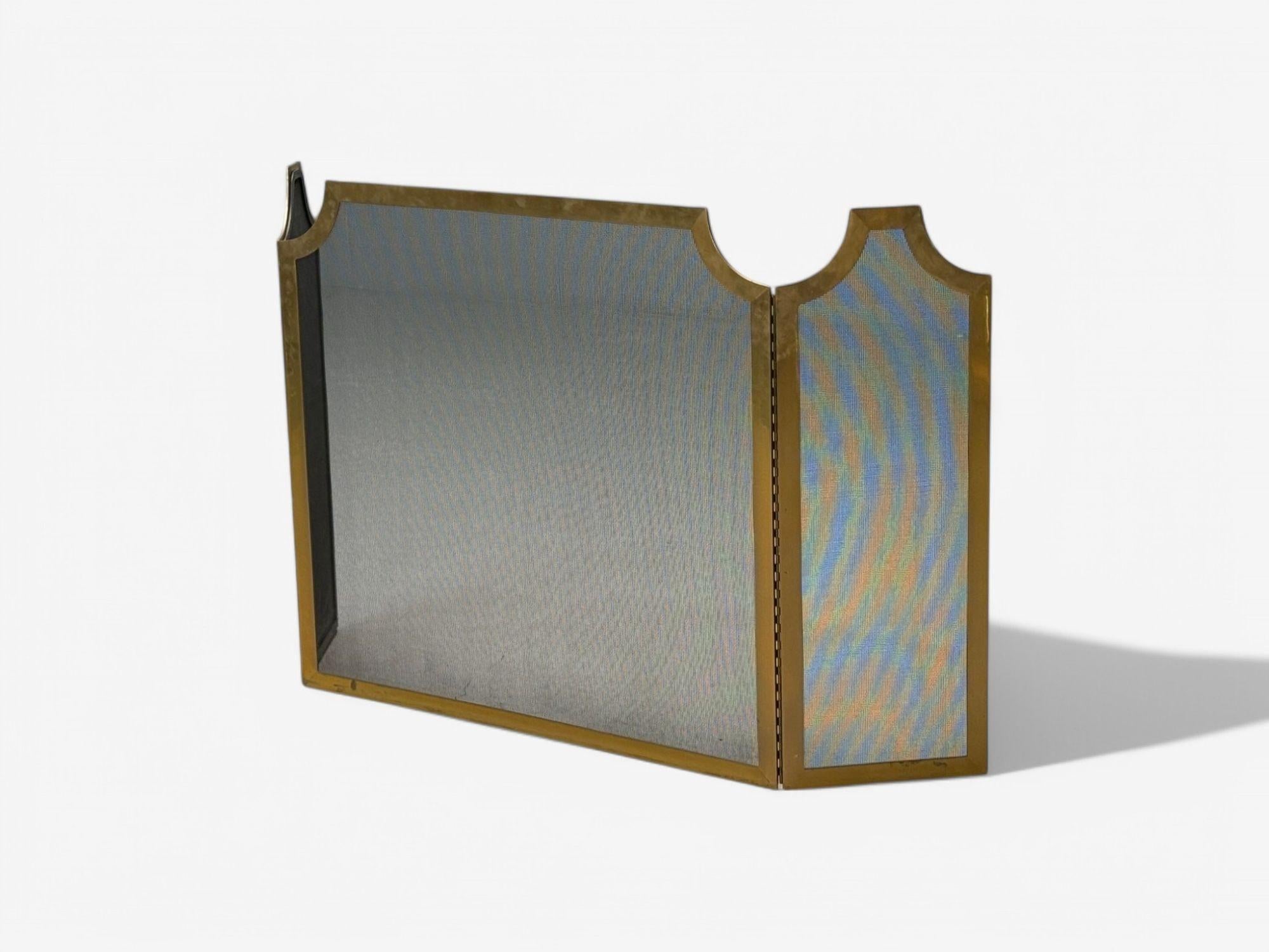Américain Pare-feu de style Régence hollywoodienne, bronze massif, maille métallique, États-Unis, années 1940 en vente