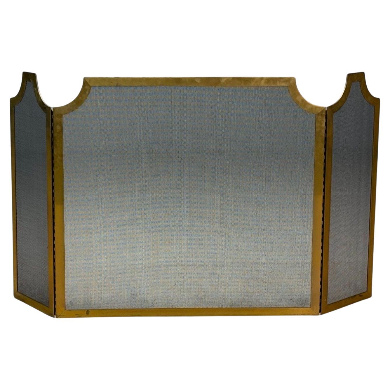 Pare-feu de style Régence hollywoodienne, bronze massif, maille métallique, États-Unis, années 1940 en vente