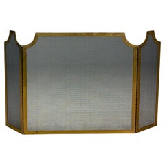 Hollywood Regency, Fire Screen, Solid Bronze, Metal Mesh, USA, 1940s