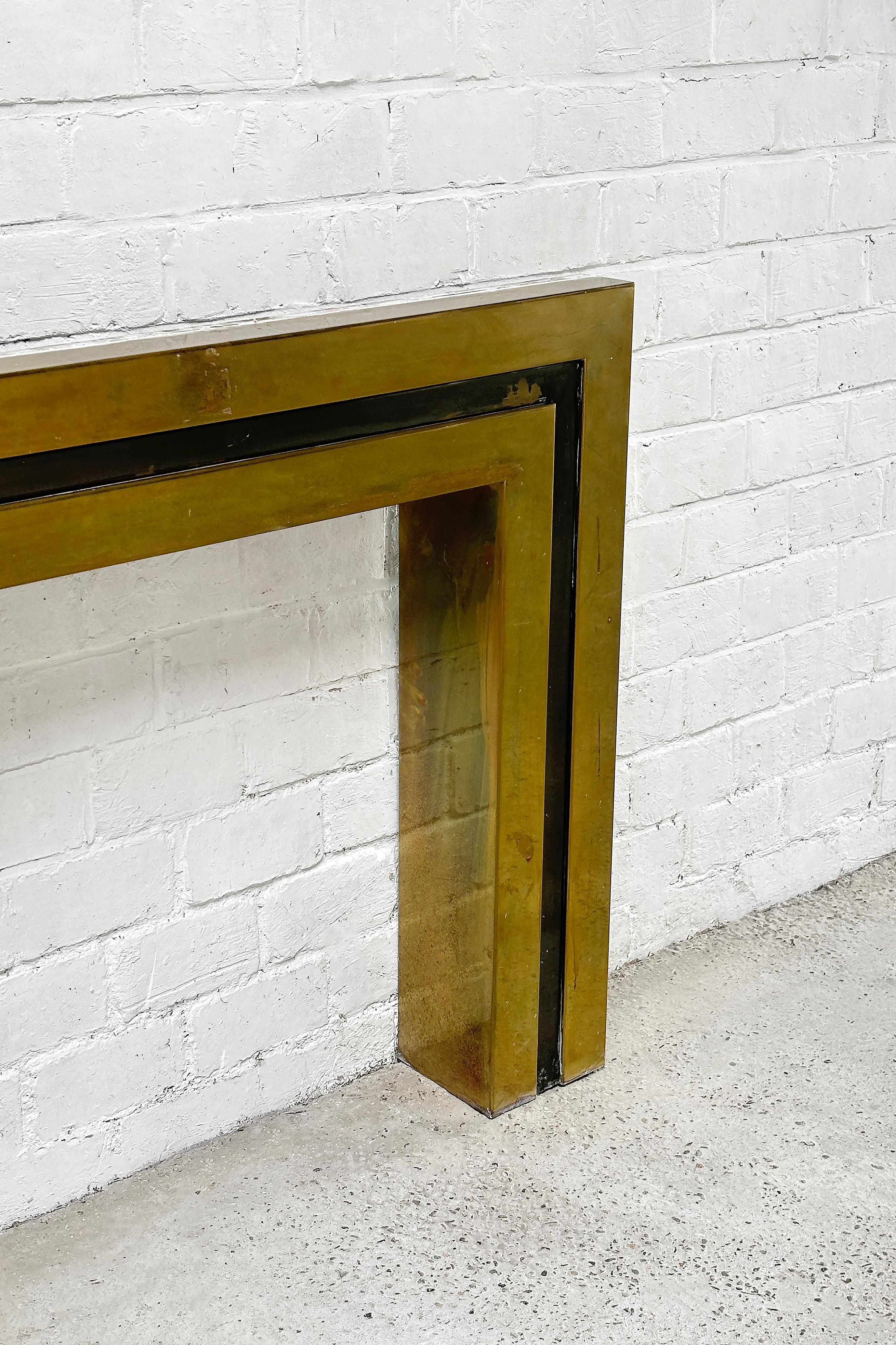 French Hollywood Regency Fireplace Mantel in Brass, 1970's For Sale