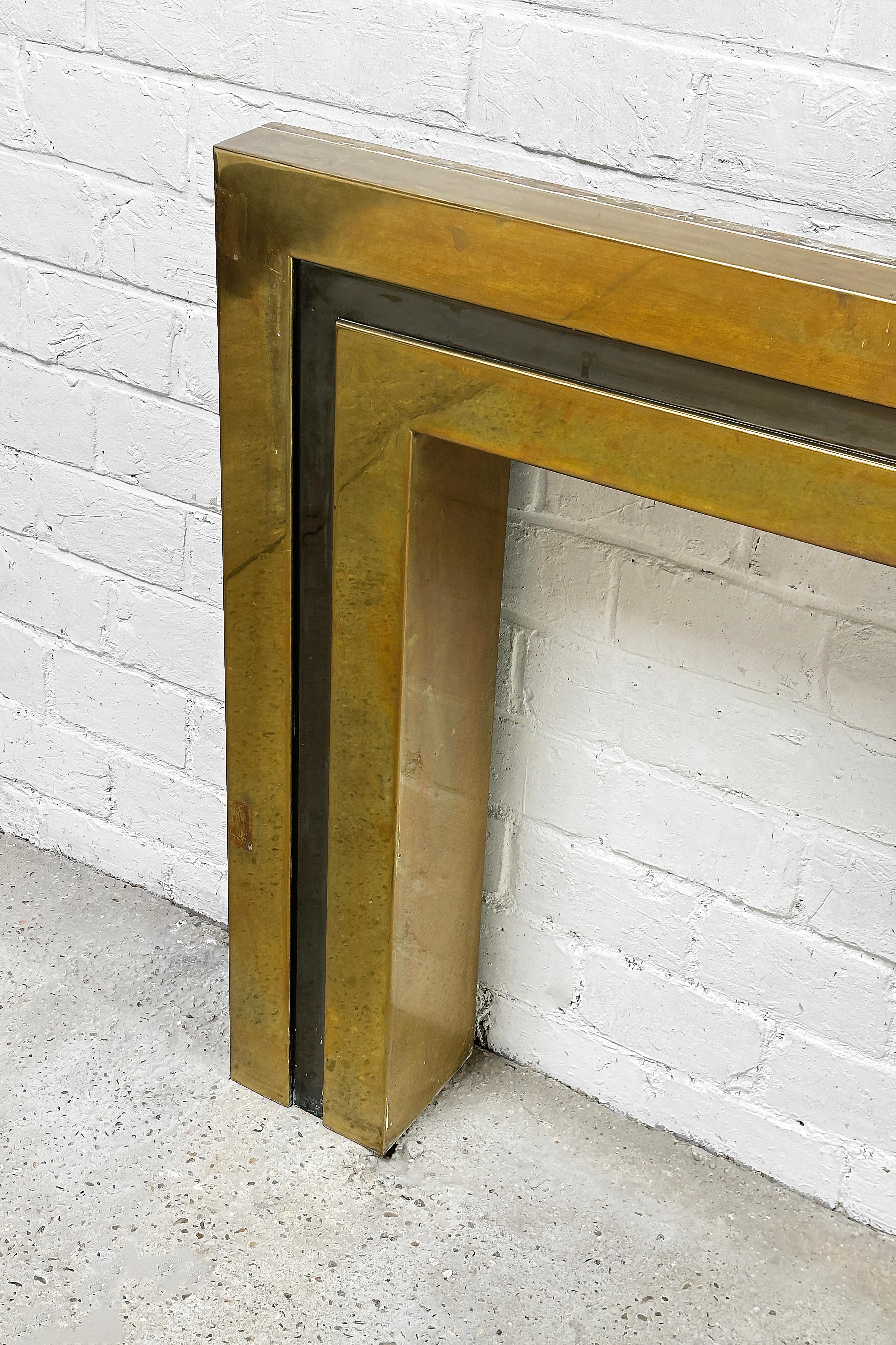 Metal Hollywood Regency Fireplace Mantel in Brass, 1970's For Sale