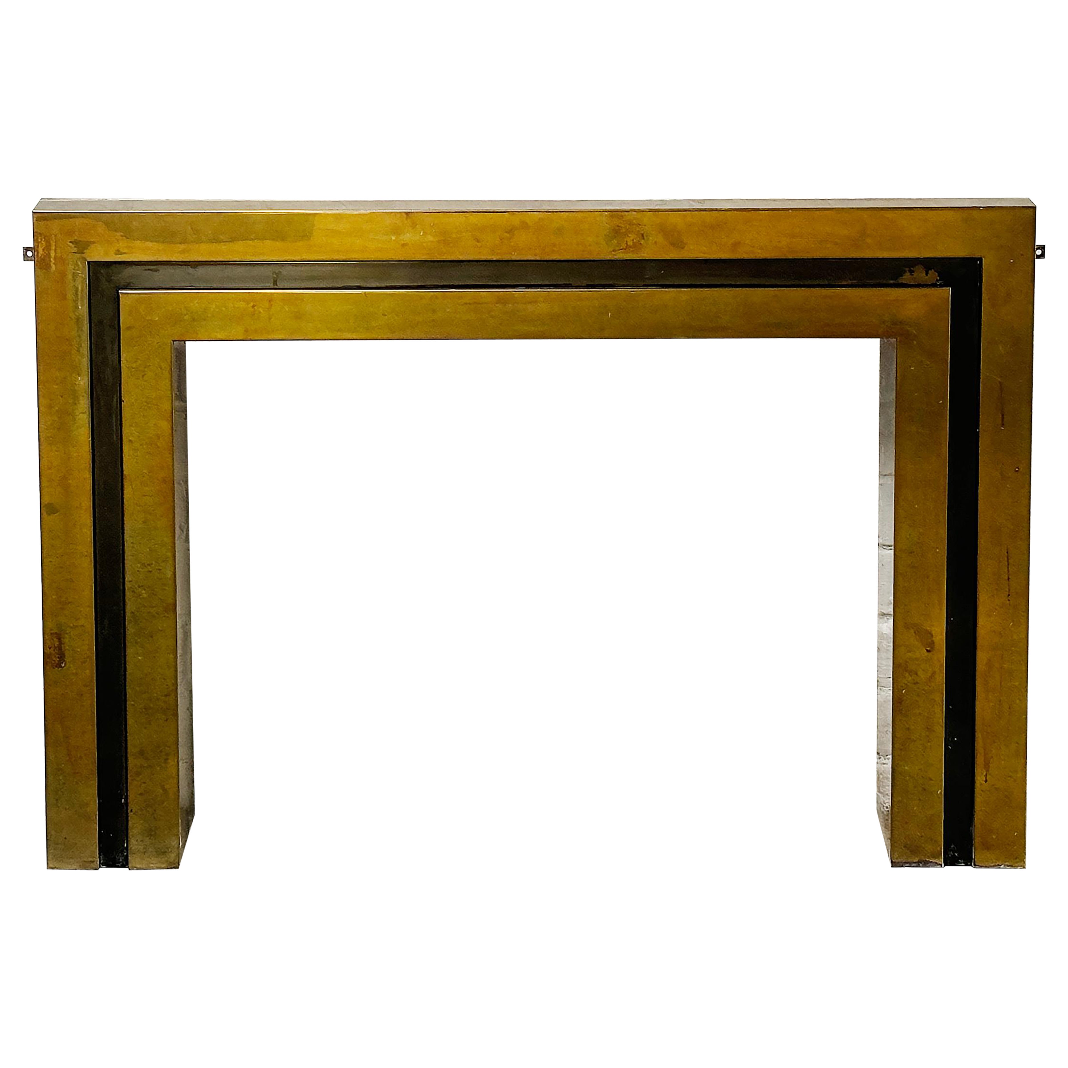 Hollywood Regency Fireplace Mantel in Brass, 1970's