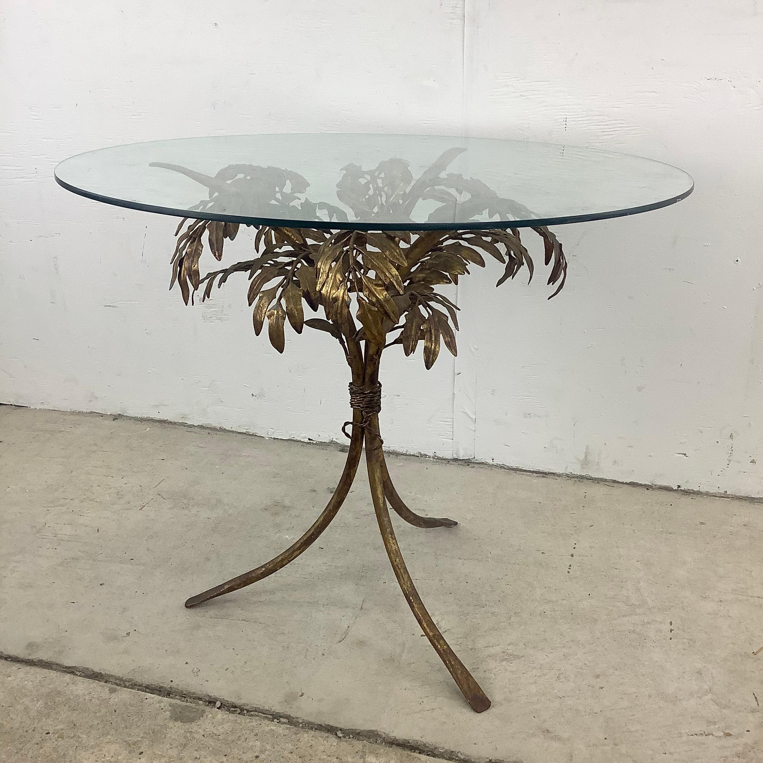Hollywood Regency Floral Sheath End Table- Arthur Court Style In Good Condition In Trenton, NJ