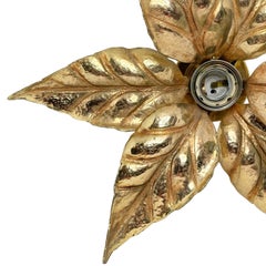 Hollywood Regency Flower Brass Wall Light, Willy Daro for Massive Lighting 1970s