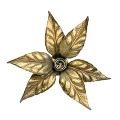 Hollywood Regency Flower Brass Wall Light, Willy Daro for Massive Lighting 1970s
