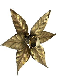 Hollywood Regency Flower Brass Wall Light, Willy Daro for Massive Lighting 1970s