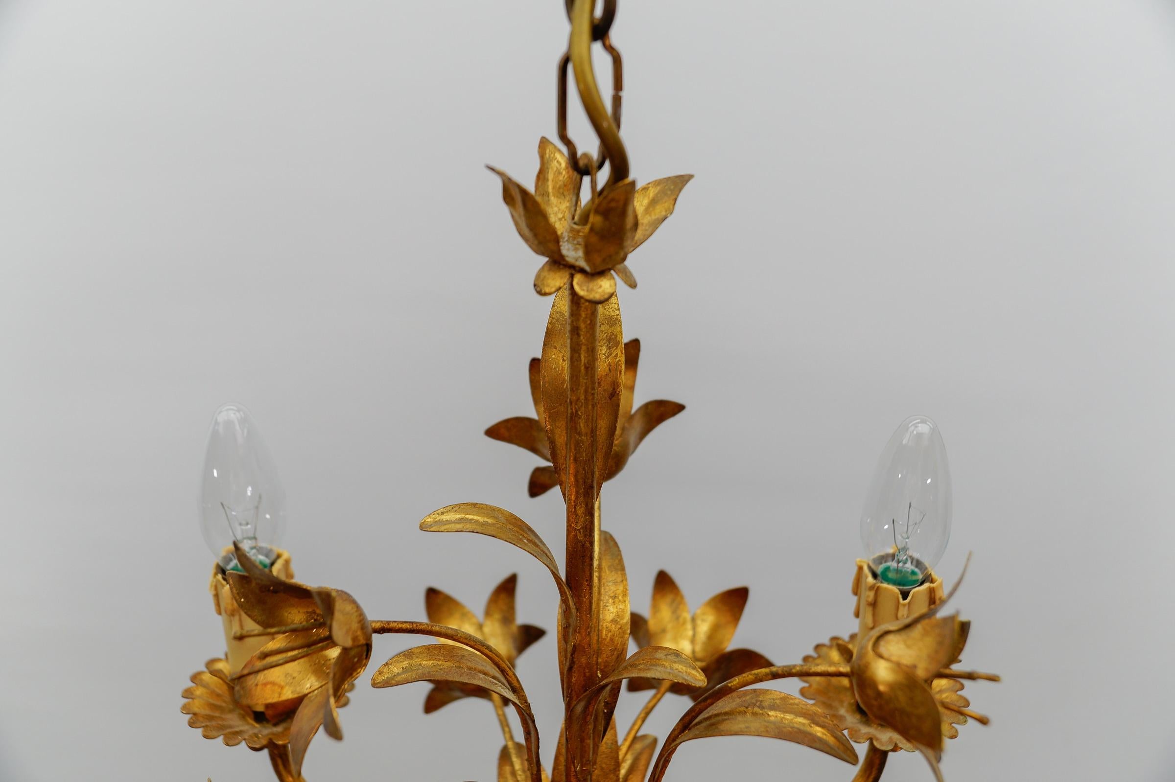 Plafonnier à fleurs de style régence hollywoodienne par Hans Kögl, Allemagne, années 1970 en vente 3