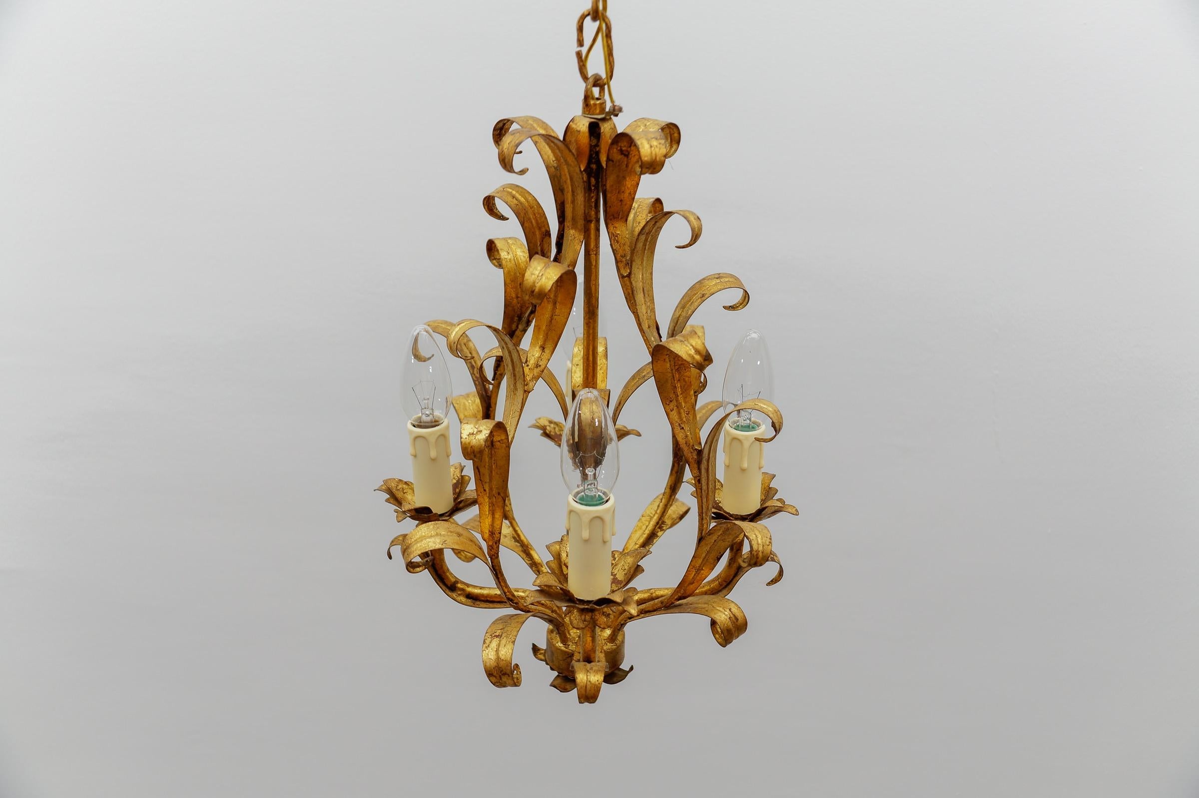 Hollywood Regency Flower Ceiling Lamp by Hans Kögl, Germany, 1970s 5