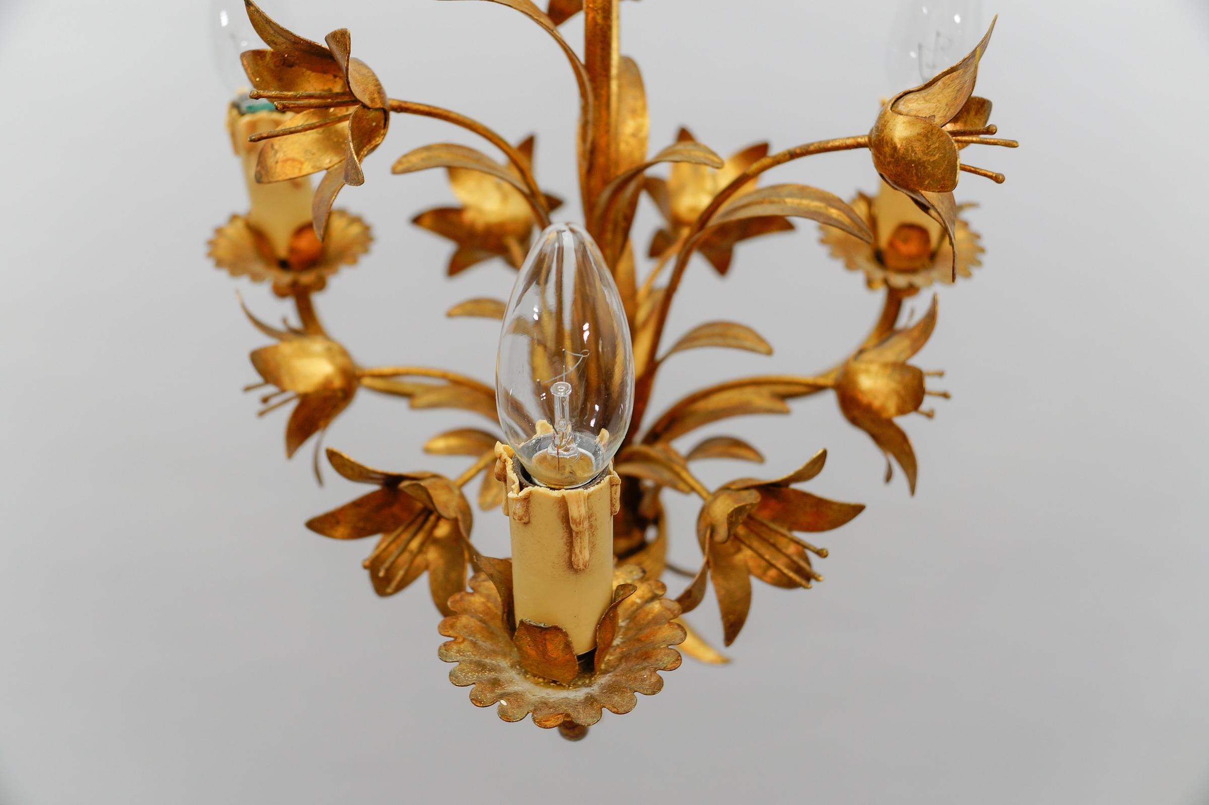 Plafonnier à fleurs de style régence hollywoodienne par Hans Kögl, Allemagne, années 1970 en vente 4