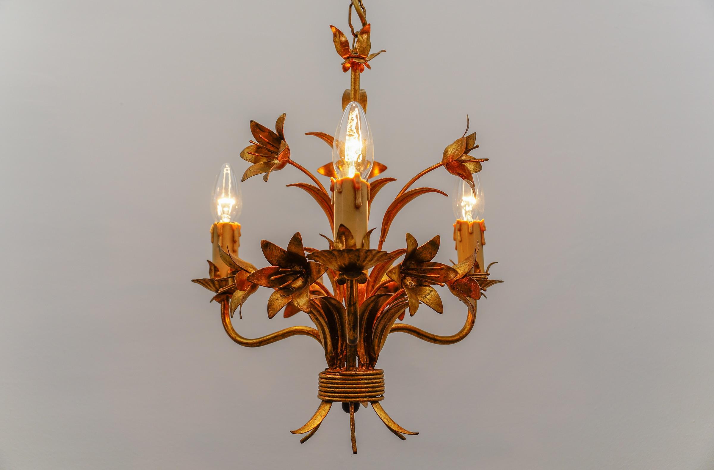 Plafonnier à fleurs de style régence hollywoodienne par Hans Kögl, Allemagne, années 1970 en vente 6