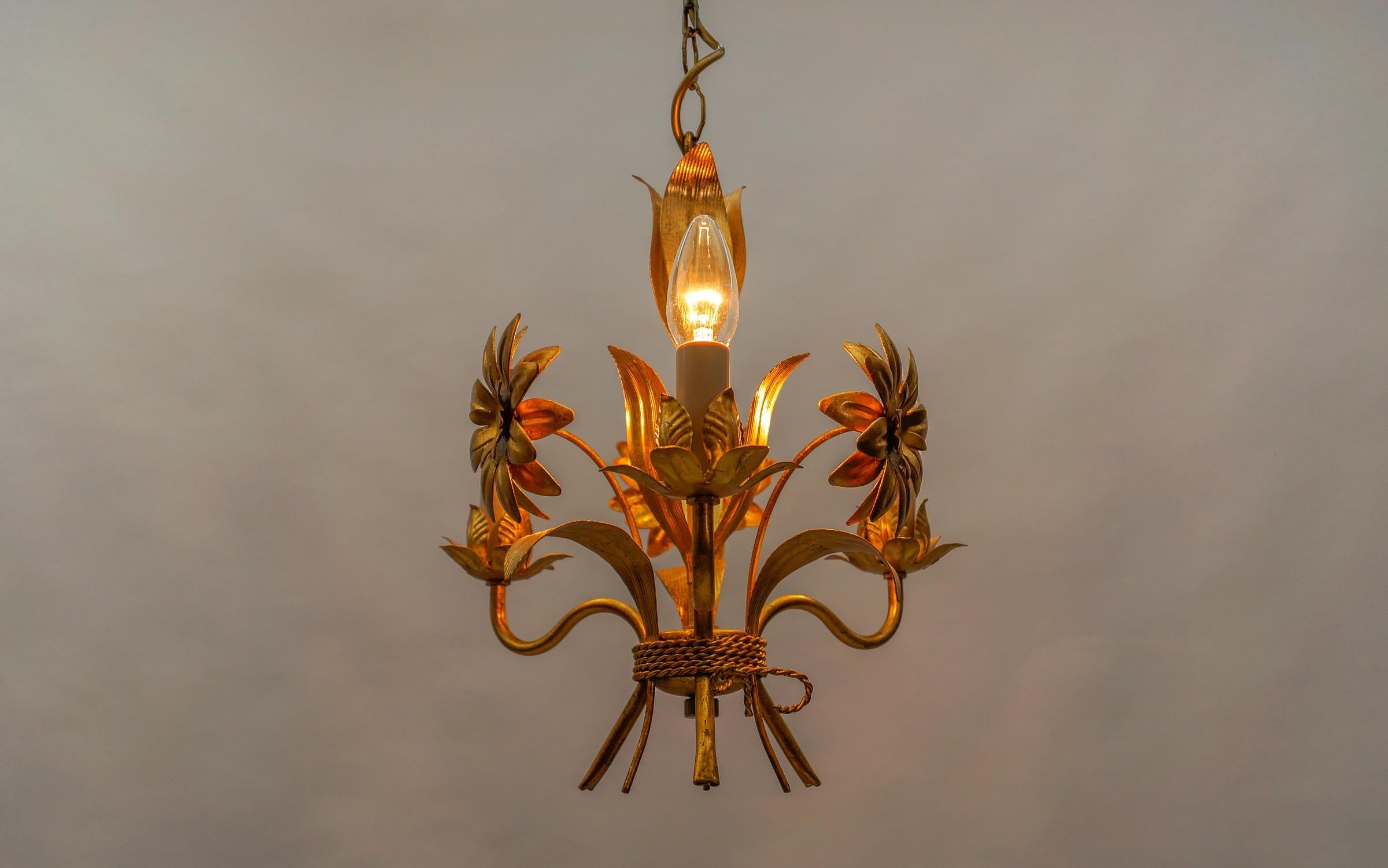 Late 20th Century Hollywood Regency Flower Ceiling Lamp by Hans Kögl, Germany, 1970s For Sale