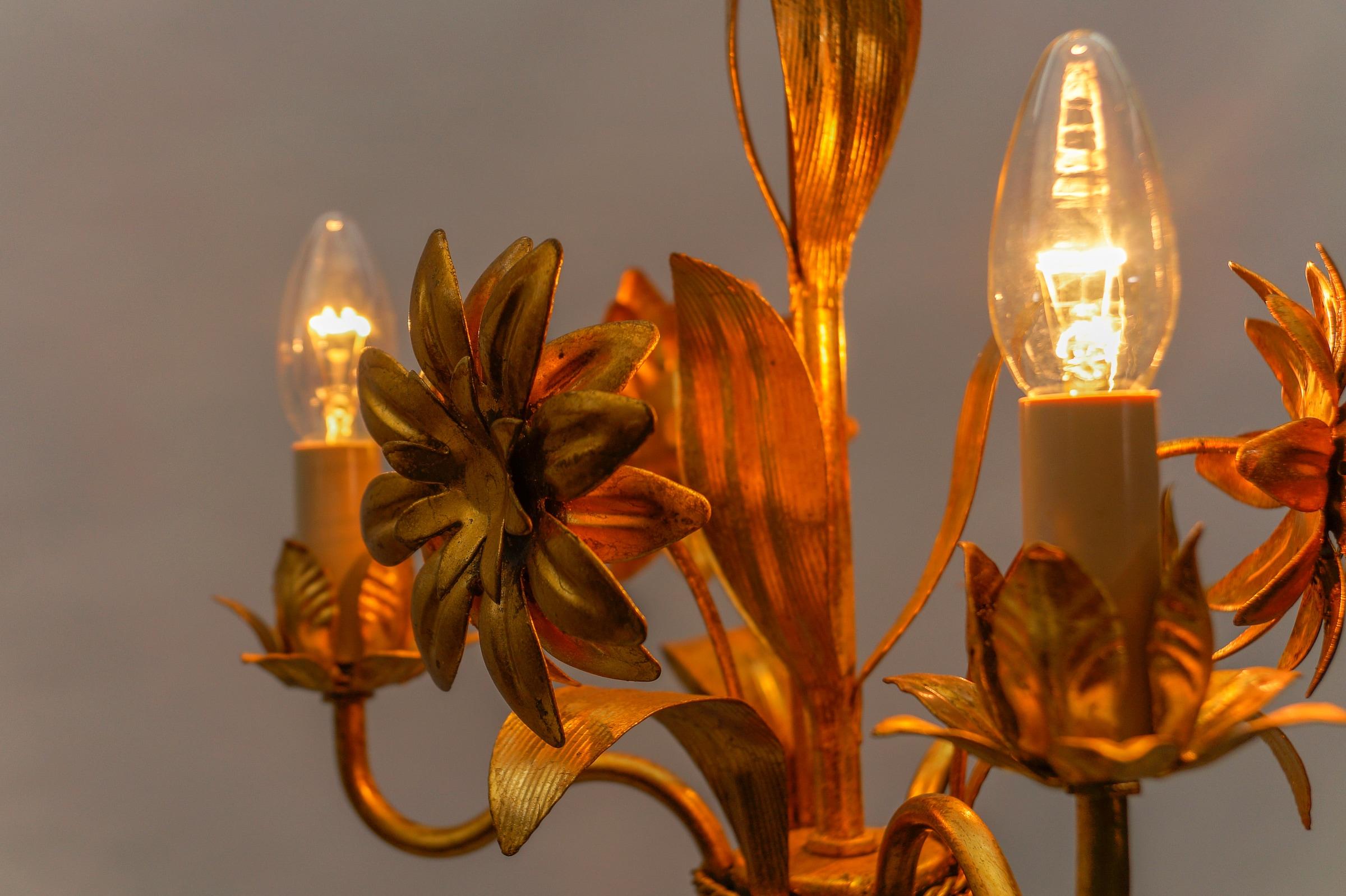 Hollywood Regency Flower Ceiling Lamp by Hans Kögl, Germany, 1970s For Sale 1